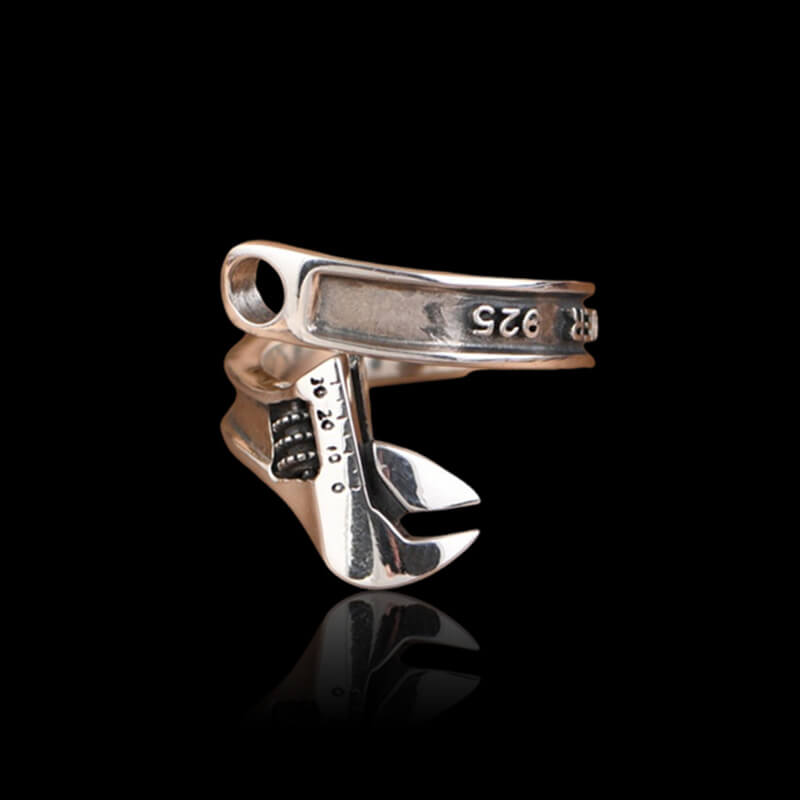 Vintage Wrench Shaped 925 Sterling Silver Ring 03 | RoyalLuster.com