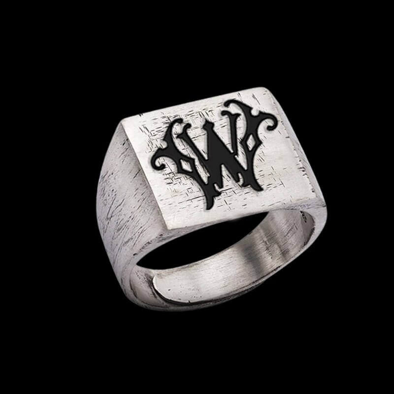 Vintage 26 Alphabet 925 Sterling Silver Ring