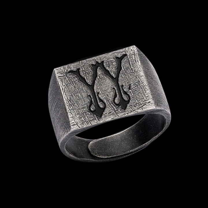 Vintage 26 Alphabet 925 Sterling Silver Ring