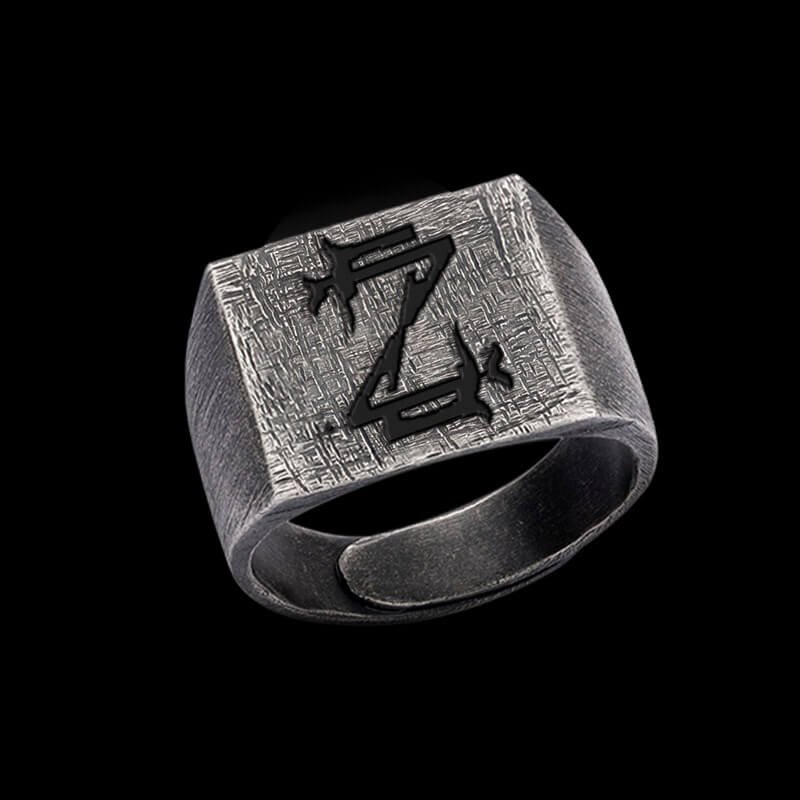 Vintage 26 Alphabet 925 Sterling Silver Ring