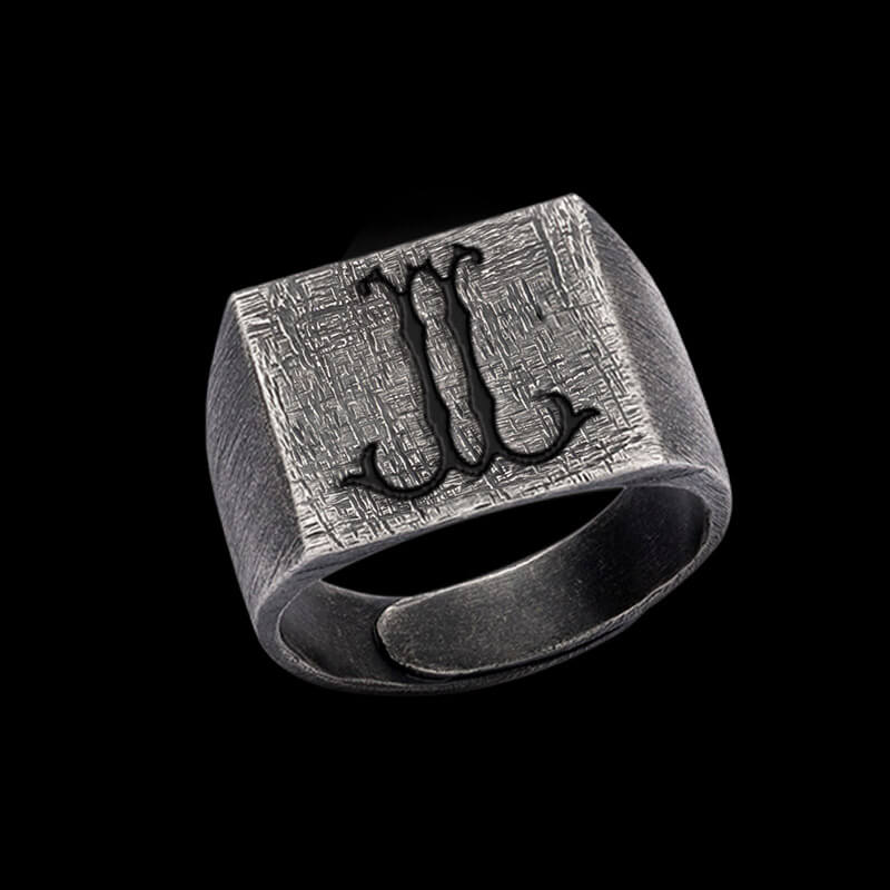 Vintage 26 Alphabet 925 Sterling Silver Ring