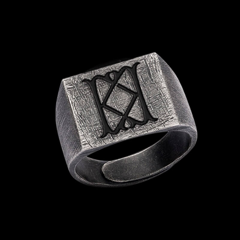Vintage 26 Alphabet 925 Sterling Silver Ring