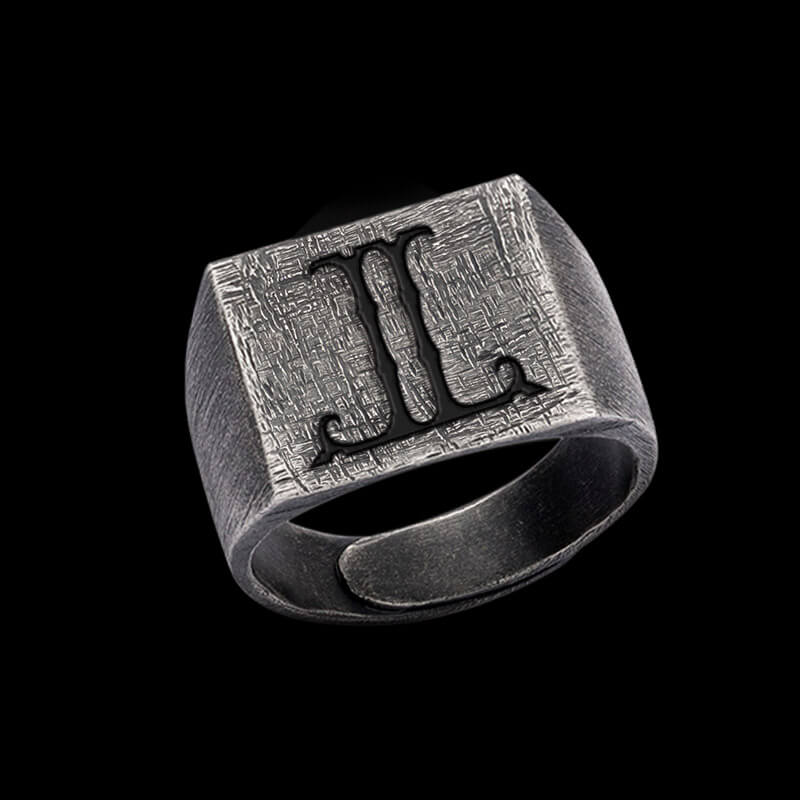 Vintage 26 Alphabet 925 Sterling Silver Ring