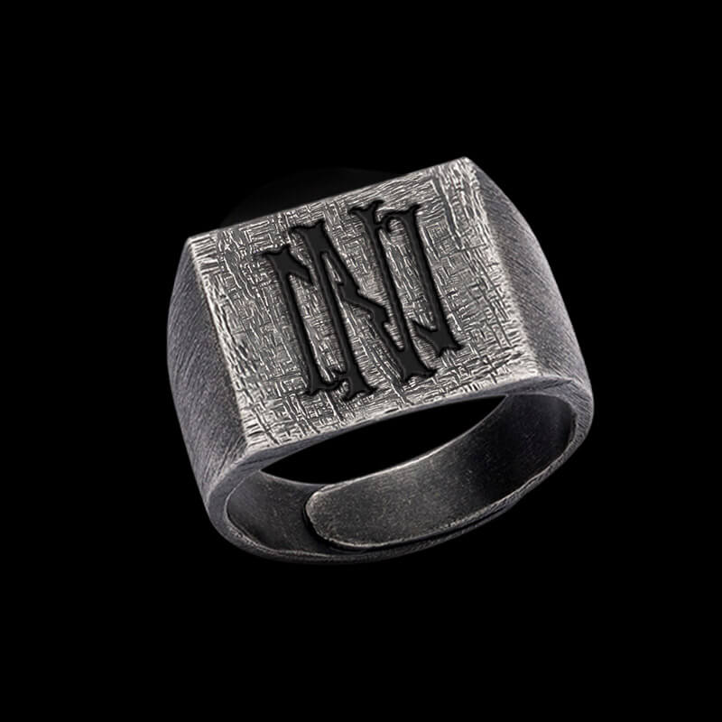 Vintage 26 Alphabet 925 Sterling Silver Ring