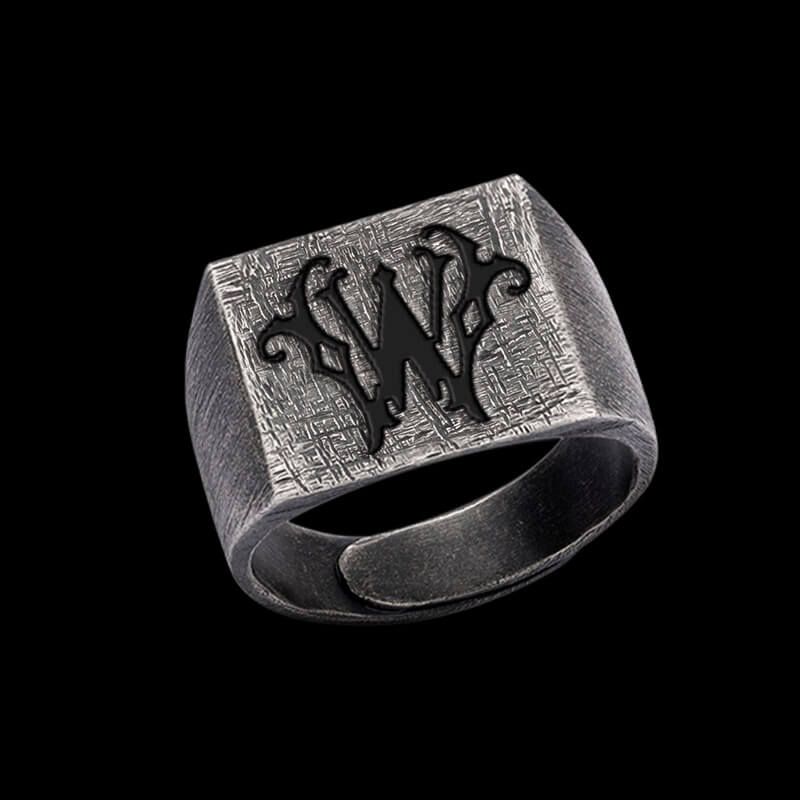 Vintage 26 Alphabet 925 Sterling Silver Ring