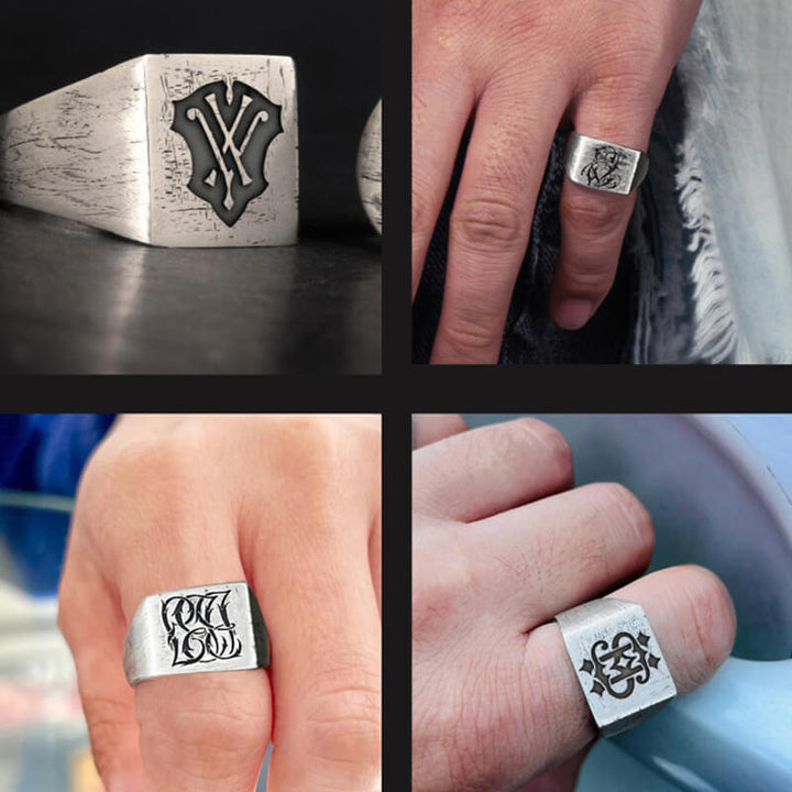 Vintage 26 Alphabet 925 Sterling Silver Ring