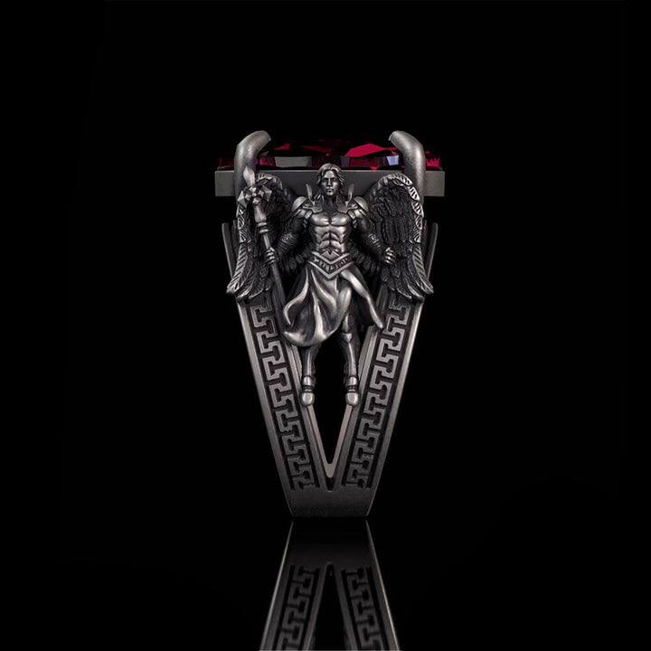 Vintage Archangel Michael Wings Gem Sterling Silver Ring