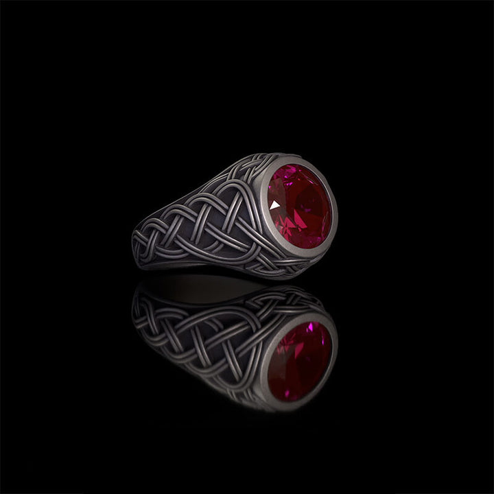 Vintage Celtic Knot Gemstone Sterling Silver Ring | RoyalLuster.com