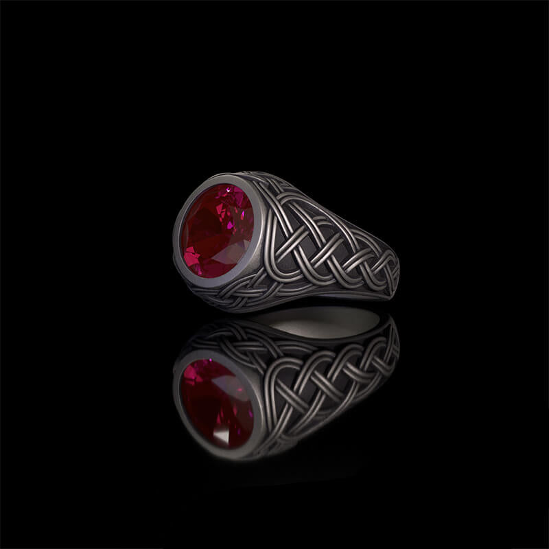 Vintage Celtic Knot Gemstone Sterling Silver Ring | RoyalLuster.com