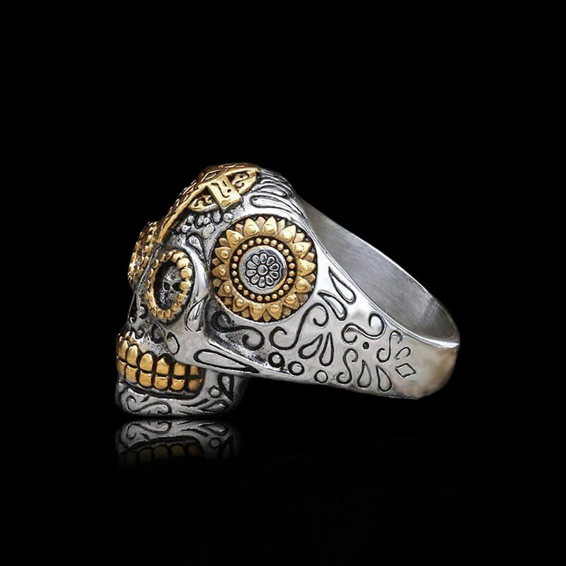 Vintage Cross 925 Sterling Silver Sugar Skull Ring