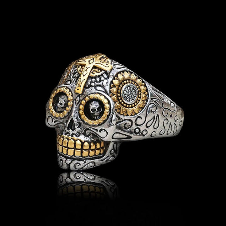 Vintage Cross 925 Sterling Silver Sugar Skull Ring