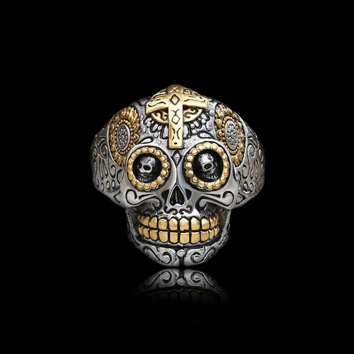 Vintage Cross 925 Sterling Silver Sugar Skull Ring