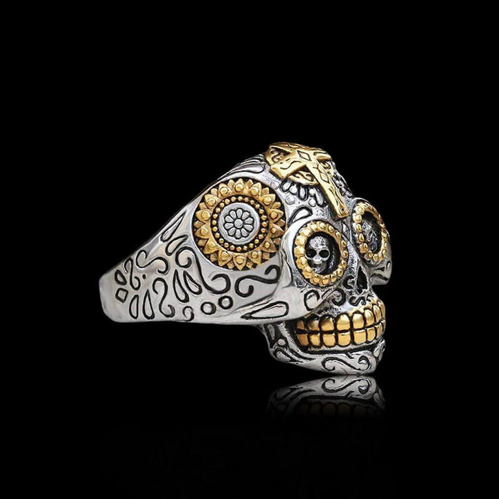 Vintage Cross 925 Sterling Silver Sugar Skull Ring