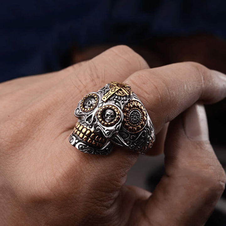 Vintage Cross 925 Sterling Silver Sugar Skull Ring
