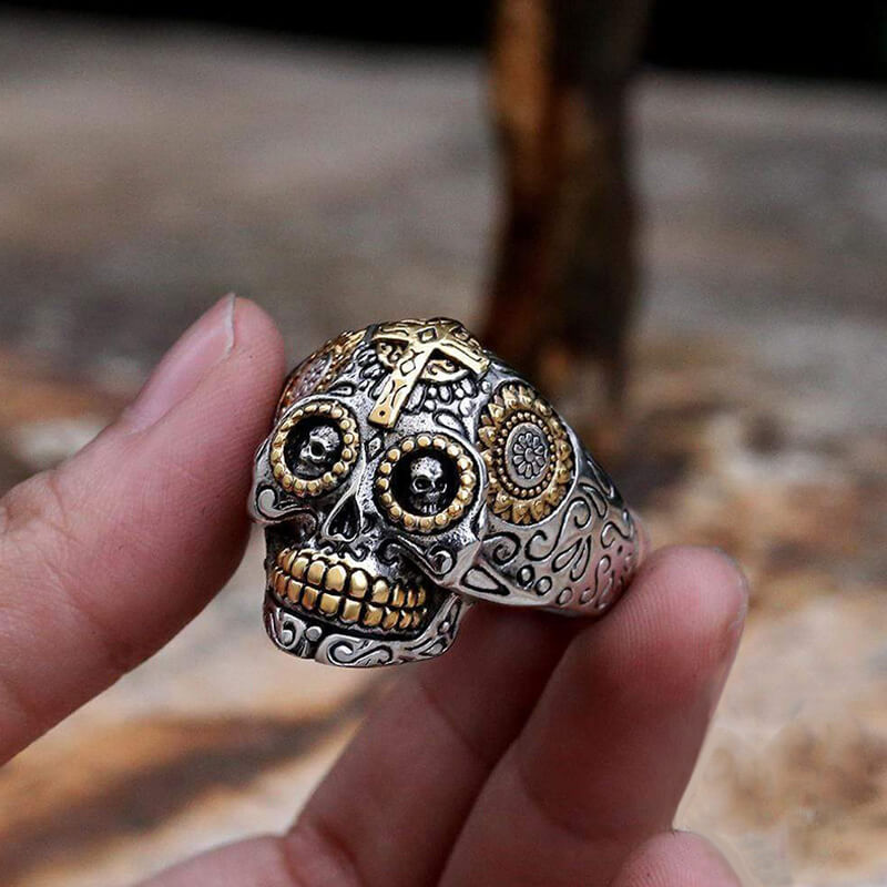Vintage Cross 925 Sterling Silver Sugar Skull Ring