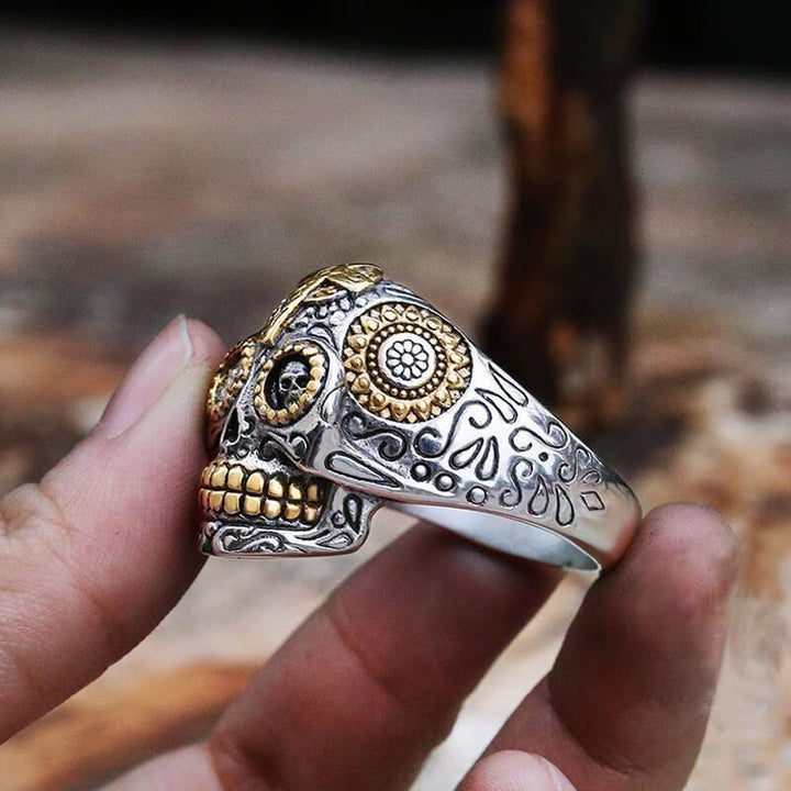 Vintage Cross 925 Sterling Silver Sugar Skull Ring