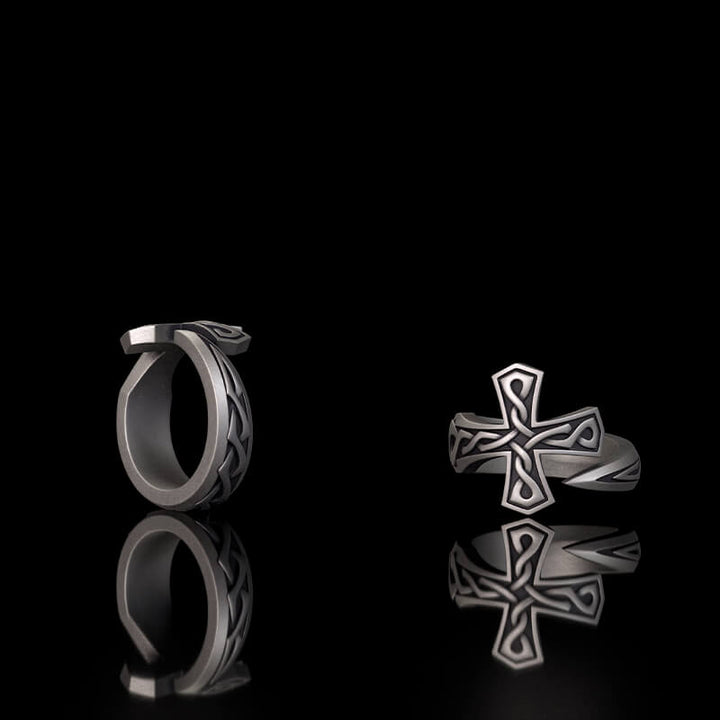 Vintage Cross Sword Sterling Silver Open Ring | RoyalLuster.com