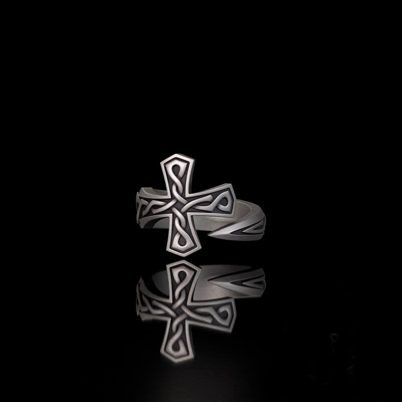 Vintage Cross Sword Sterling Silver Open Ring | RoyalLuster.com