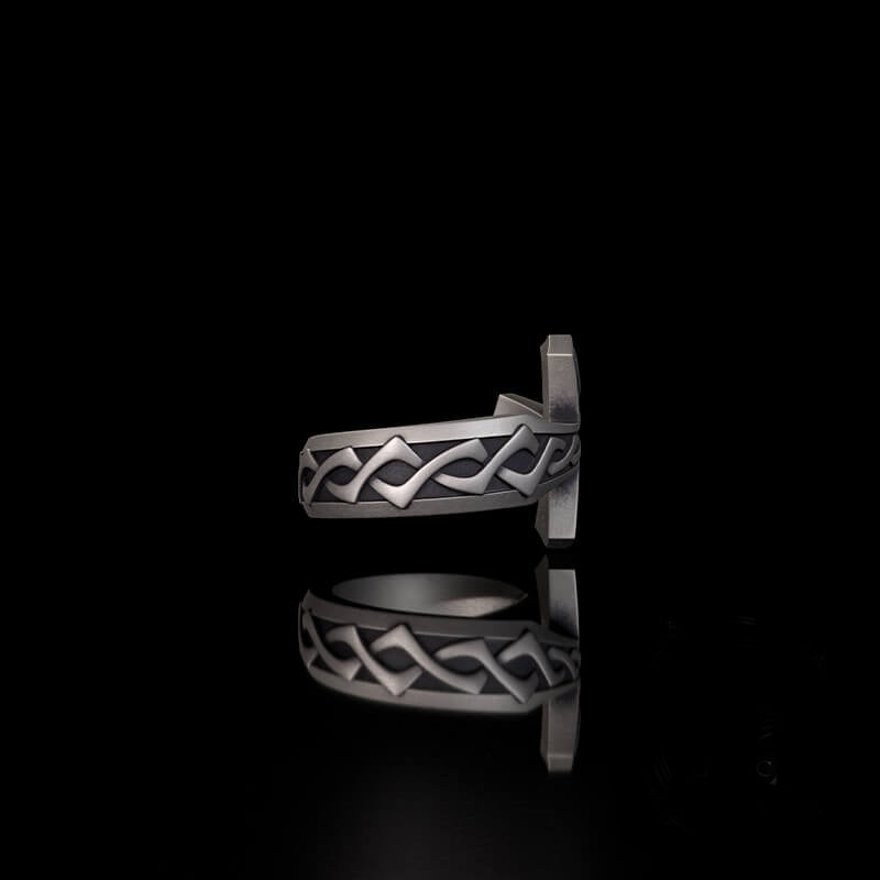 Vintage Cross Sword Sterling Silver Open Ring