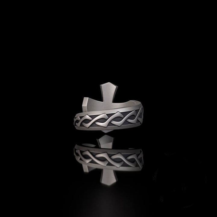Vintage Cross Sword Sterling Silver Open Ring