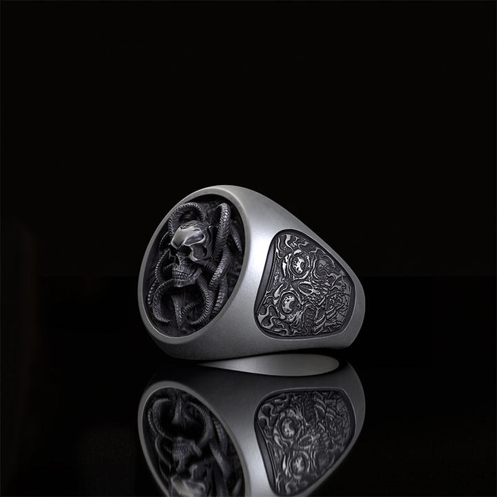 Vintage Demon Skull Silver Ring