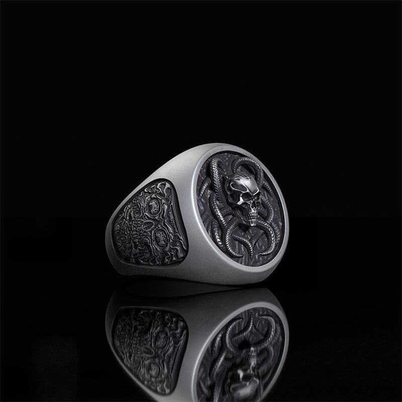 Vintage Demon Skull Silver Ring | RoyalLuster.com