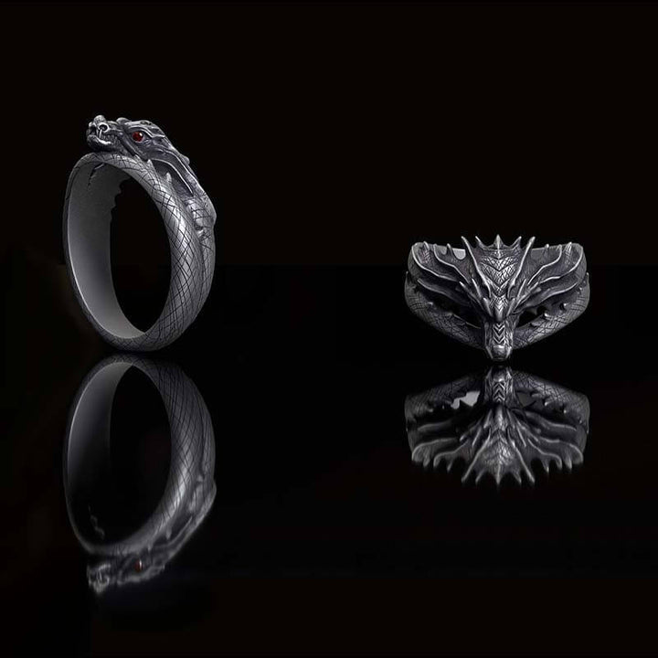 Vintage Domineering Dragon Head Sterling Silver Ring | RoyalLuster.com