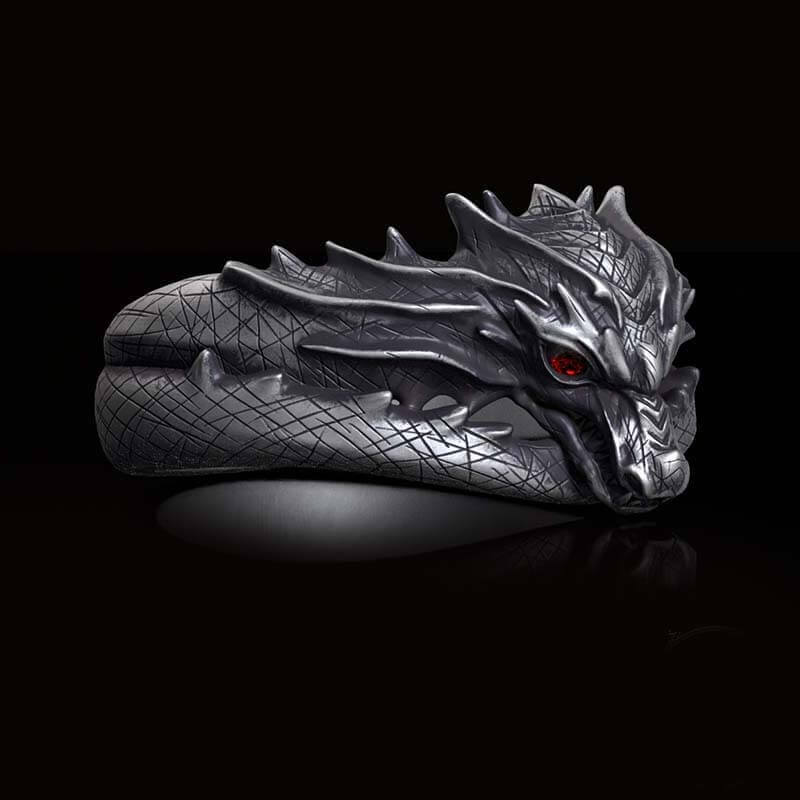 Vintage Domineering Dragon Head Sterling Silver Ring | RoyalLuster.com