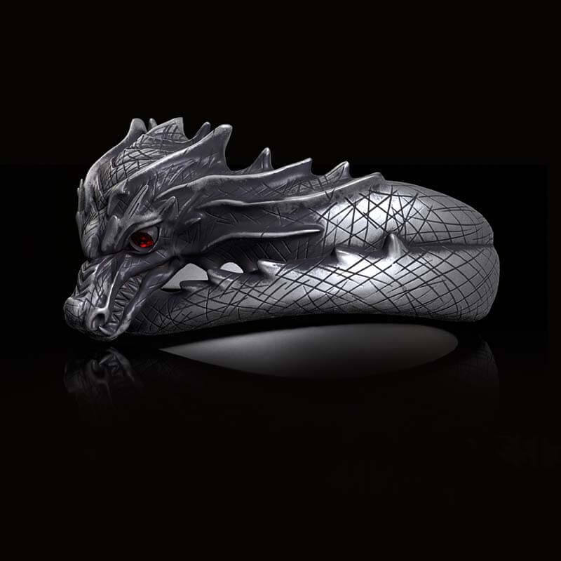Vintage Domineering Dragon Head Sterling Silver Ring | RoyalLuster.com
