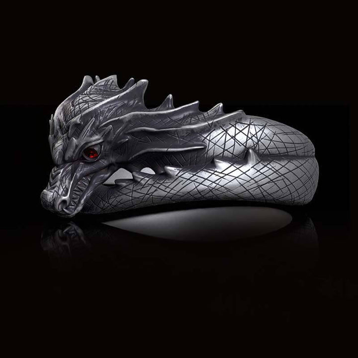 Vintage Domineering Dragon Head Sterling Silver Ring | RoyalLuster.com