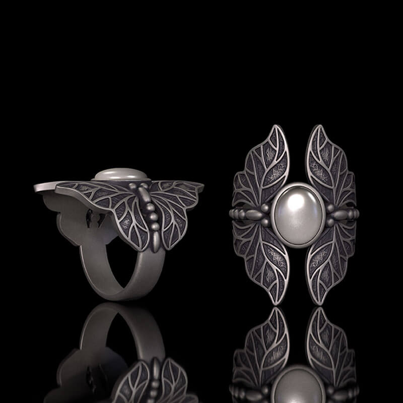 Vintage Double Butterfly Gem Sterling Silver Ring 01 | RoyalLuster.com