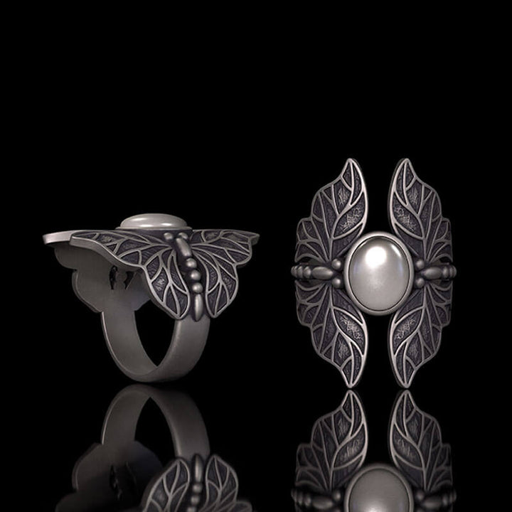 Vintage Double Butterfly Gem Sterling Silver Ring 01 | RoyalLuster.com
