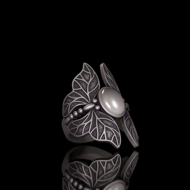 Vintage Double Butterfly Gem Sterling Silver Ring 03 | RoyalLuster.com