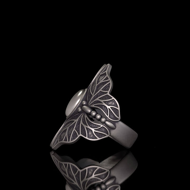 Vintage Double Butterfly Gem Sterling Silver Ring