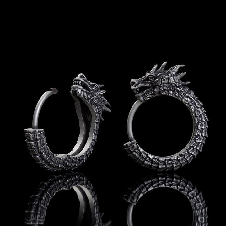 Vintage Dragon Sterling Silver Huggie Earrings | RoyalLuster.com
