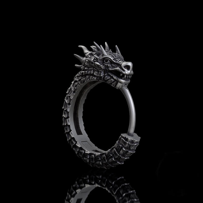 Vintage Dragon Sterling Silver Huggie Earrings