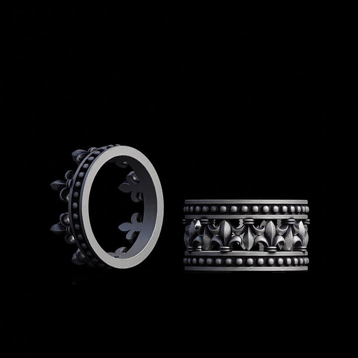 Vintage Fleur-De-Lis Crown Sterling Silver Ring | RoyalLuster.com