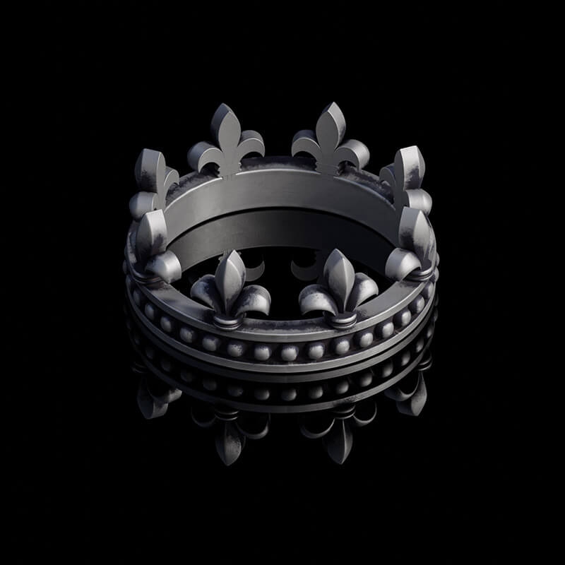 Vintage Fleur-De-Lis Crown Sterling Silver Ring | RoyalLuster.com