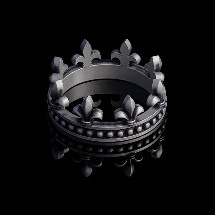 Vintage Fleur-De-Lis Crown Sterling Silver Ring | RoyalLuster.com
