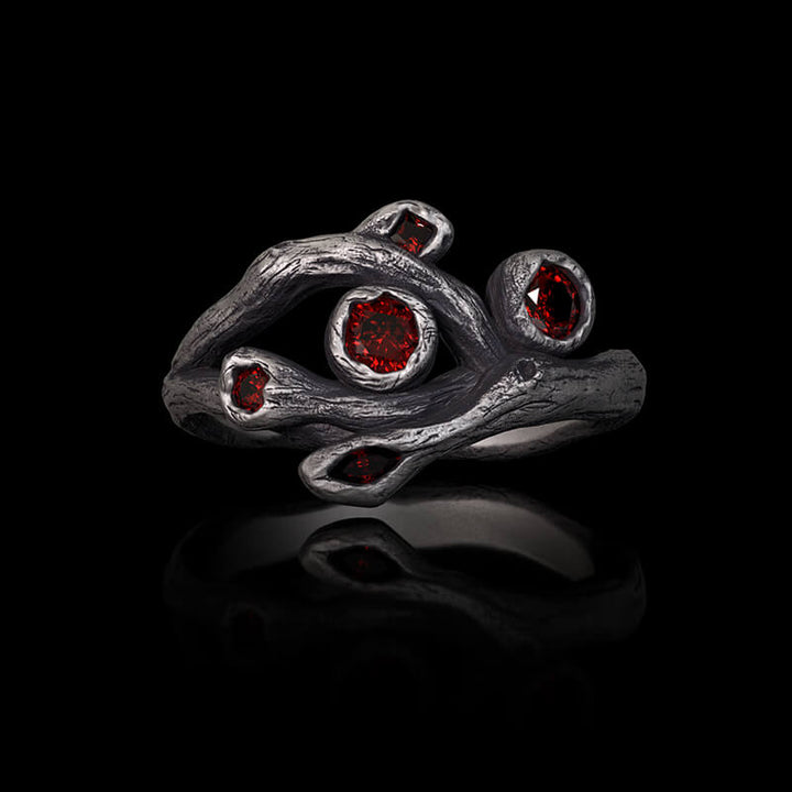 Vintage Fruit Branch Zircon Sterling Silver Ring | RoyalLuster.com