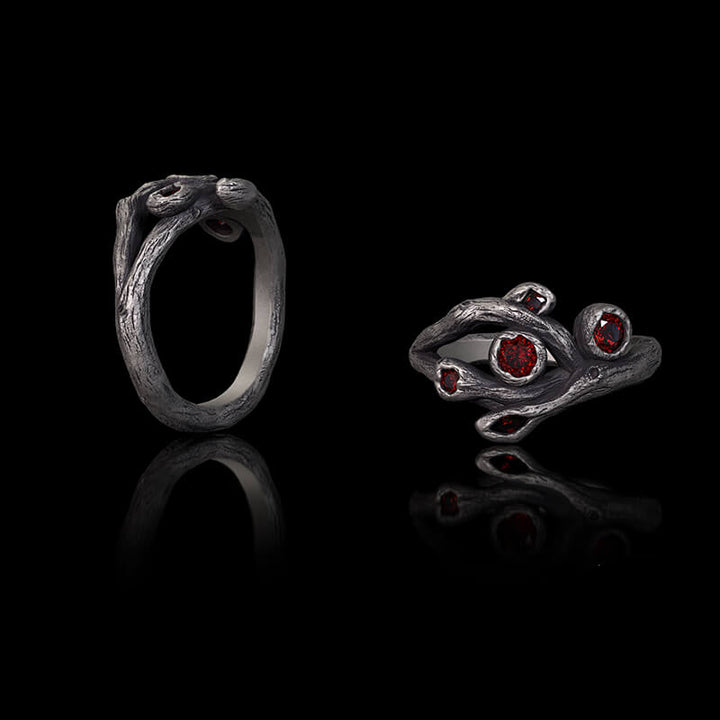 Vintage Fruit Branch Zircon Sterling Silver Ring | RoyalLuster.com