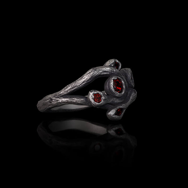 Vintage Fruit Branch Zircon Sterling Silver Ring