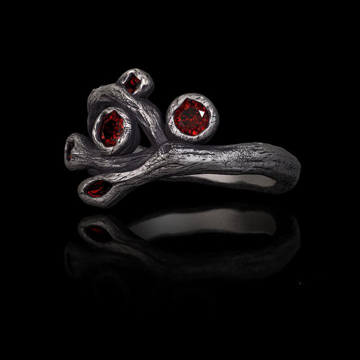 Vintage Fruit Branch Zircon Sterling Silver Ring | RoyalLuster.com