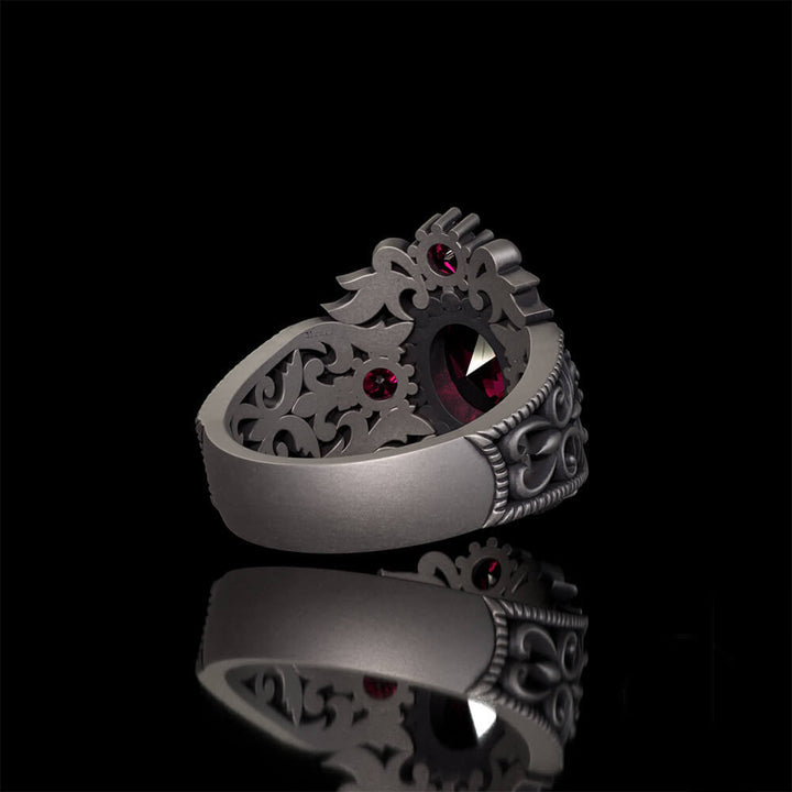 Vintage Gem-Set Hollow Sterling Silver Gothic Ring