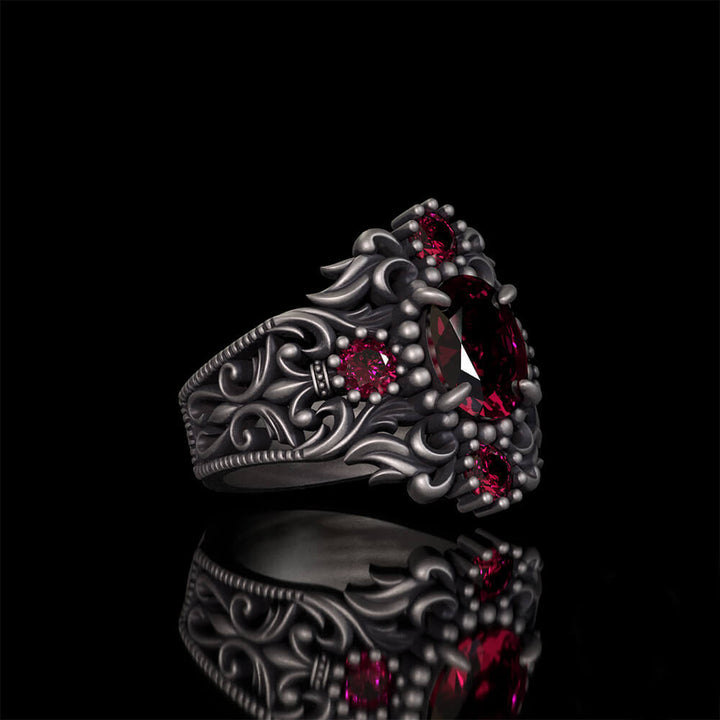Vintage Gem-Set Hollow Sterling Silver Gothic Ring | RoyalLuster