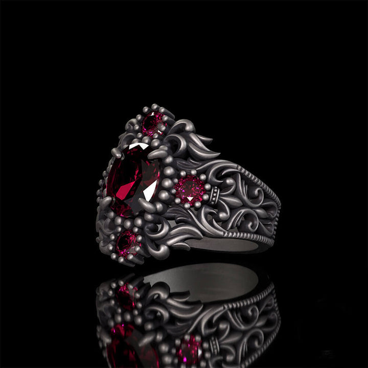 Vintage Gem-Set Hollow Sterling Silver Gothic Ring | RoyalLuster