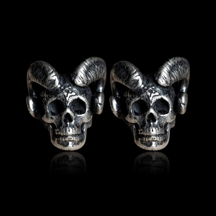Vintage Goat Head Skull 925 Sterling Silver Stud Earrings