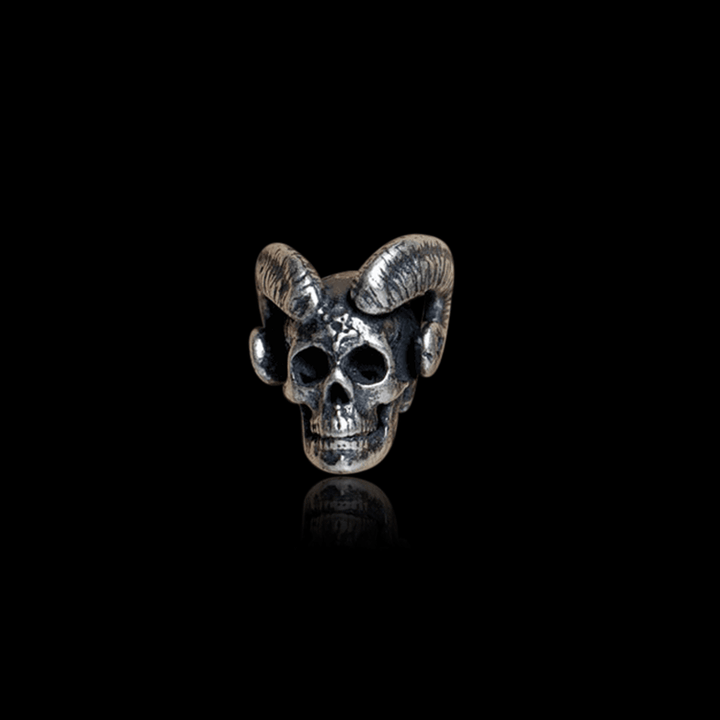 Vintage Goat Head Skull 925 Sterling Silver Stud Earrings