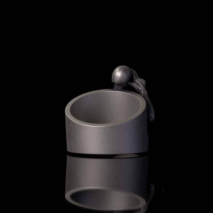 Vintage Half Skull Salute Sterling Silver Ring