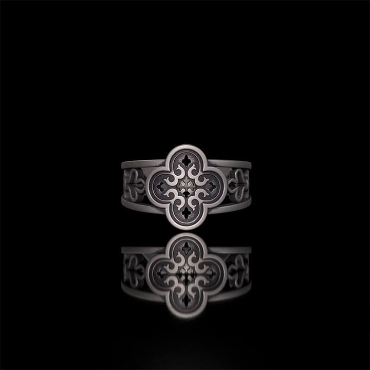 Vintage Hollow Floral Pattern Sterling Silver Ring | RoyalLuster.com